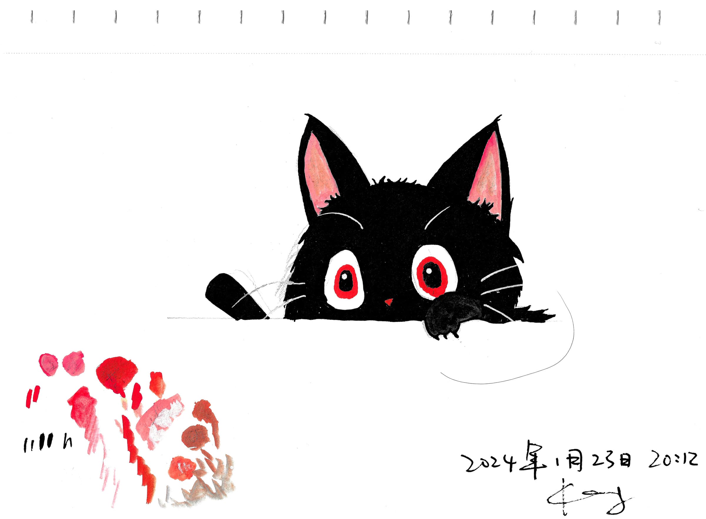丙烯马克笔临摹 小黑猫