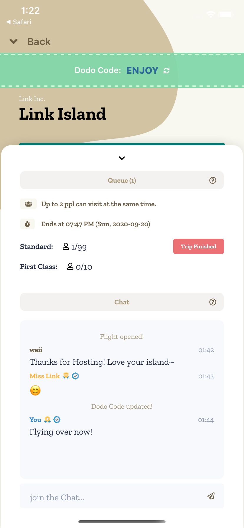 A Link Island community post being composed in the app
