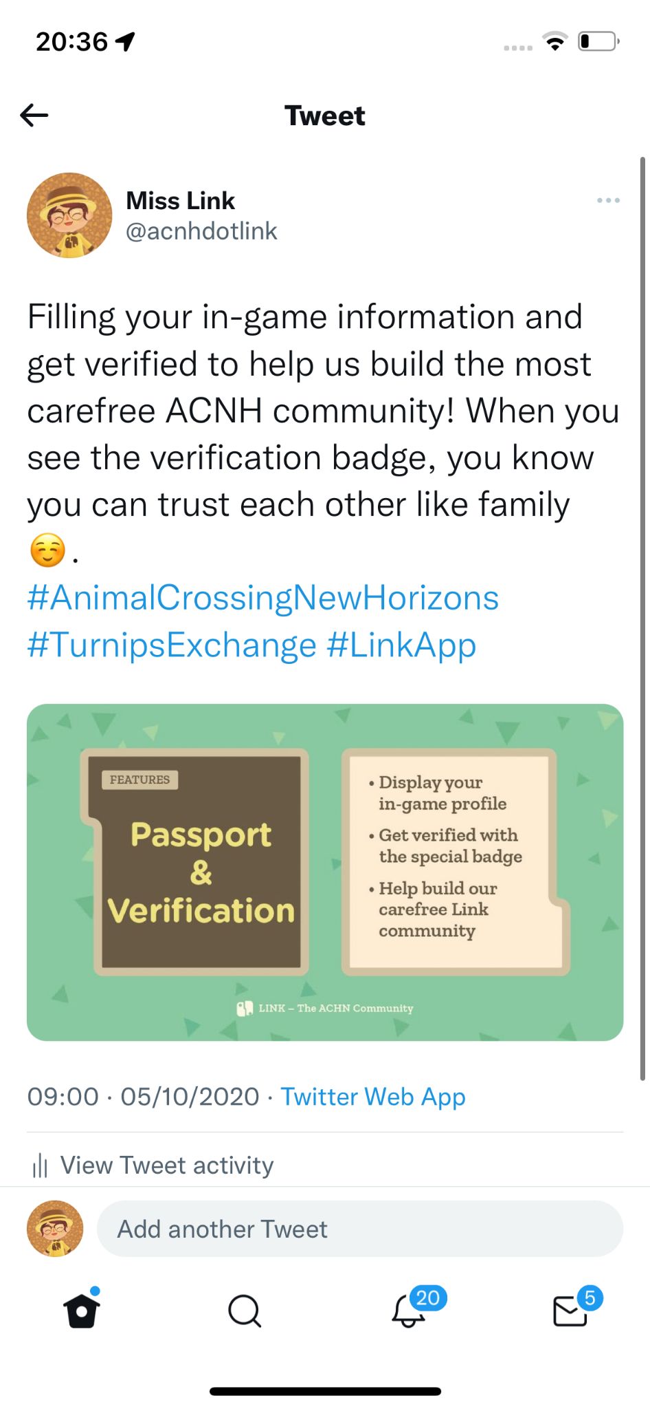 A Link community post explaining profile verification